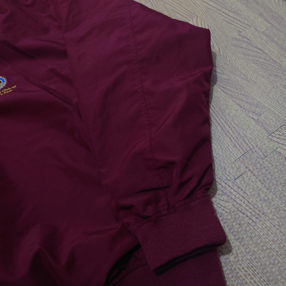Vintage 90s Windbreaker Sweatshirt Men's Large Red Long Sleeve Rotary Club - Picture 9 of 14